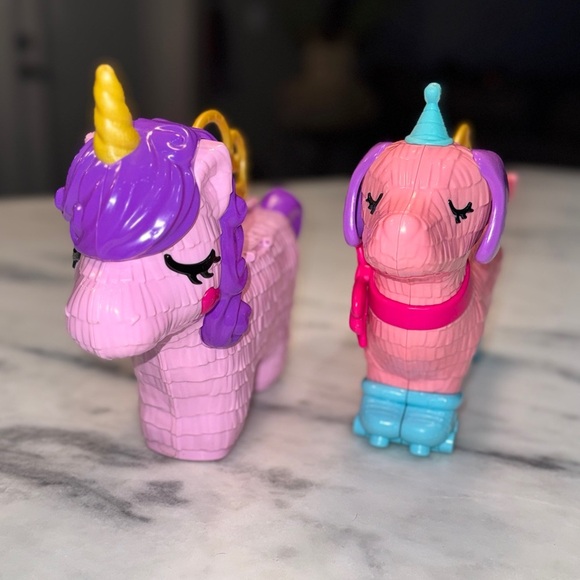 Polly Pocket Puppy Party Piñata & Unicorn Travel Toy Exteriors. - Picture 3 of 8